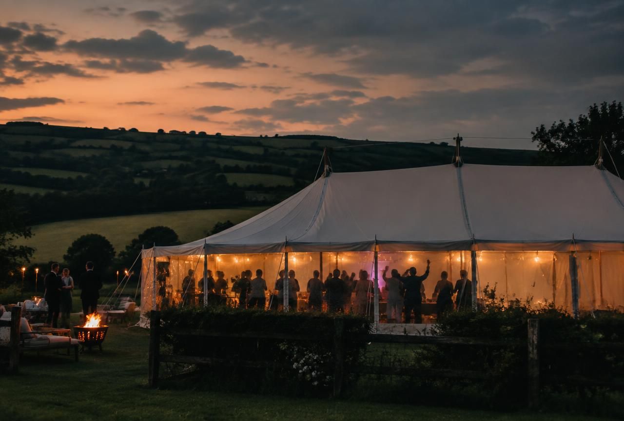 Evening wedding reception in the Exeter area of Devon